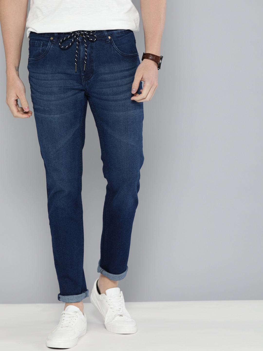 

Mast & Harbour Men Blue Slim Tapered Fit Mid-Rise Clean Look Stretchable Jeans