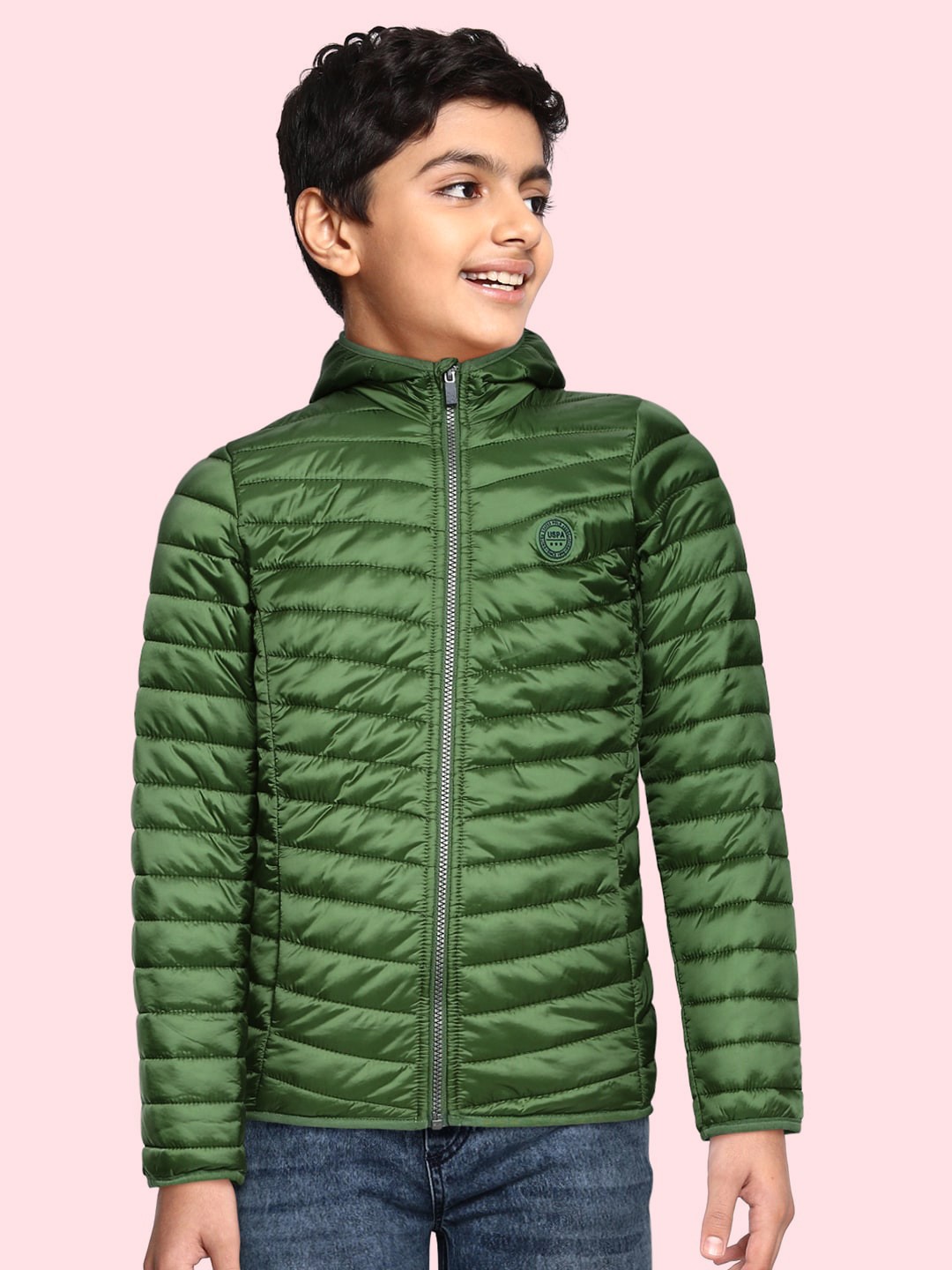 

U.S. Polo Assn. Kids Boys Green Solid Padded Jacket