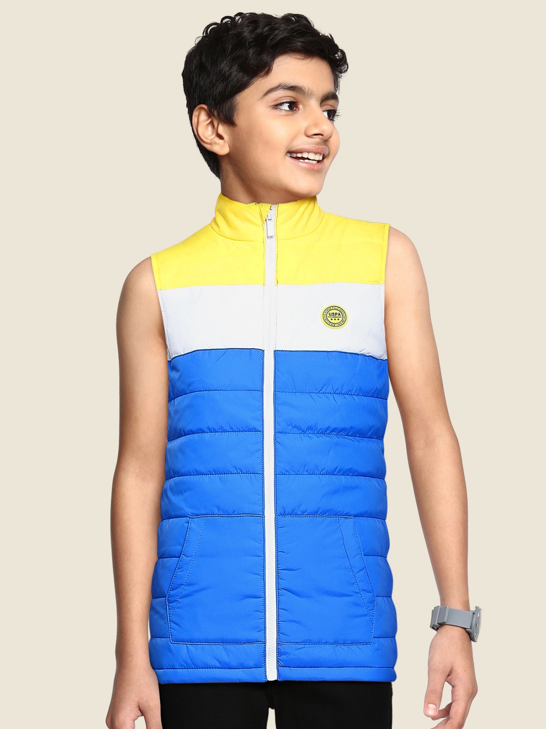 

U.S. Polo Assn. Kids Boys Blue & Yellow Colourblocked Puffer Jacket