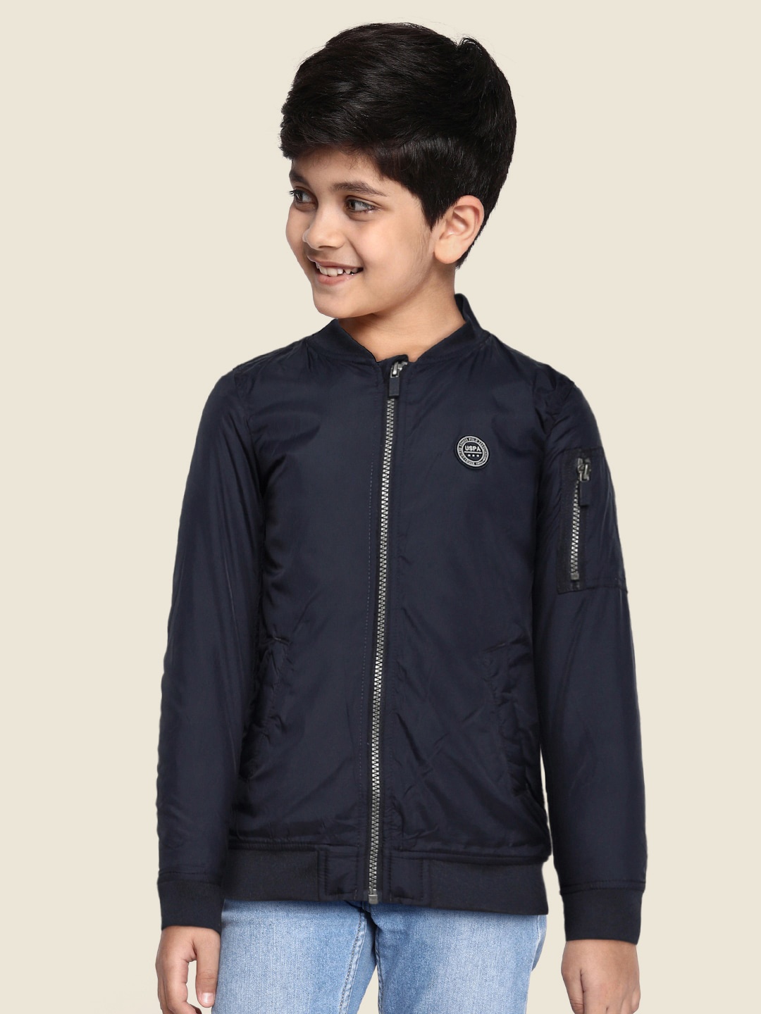 

U.S. Polo Assn. Kids Boys Navy Blue Solid Bomber