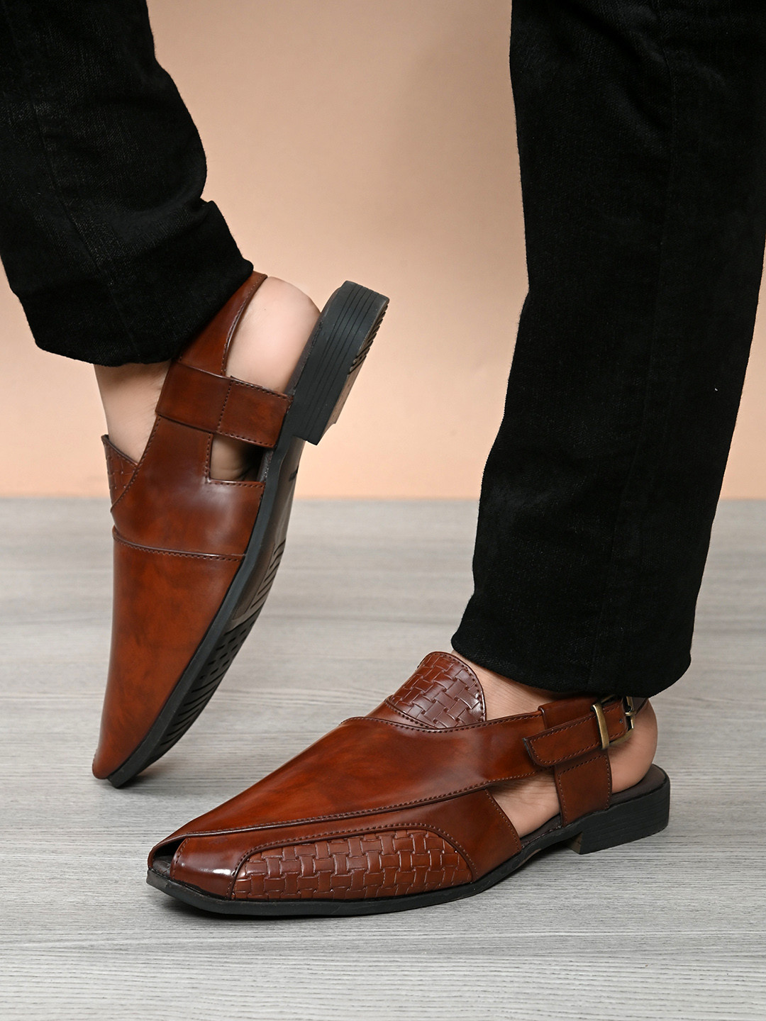 

San Frissco Men Brown Solid Faux Leather Sandals
