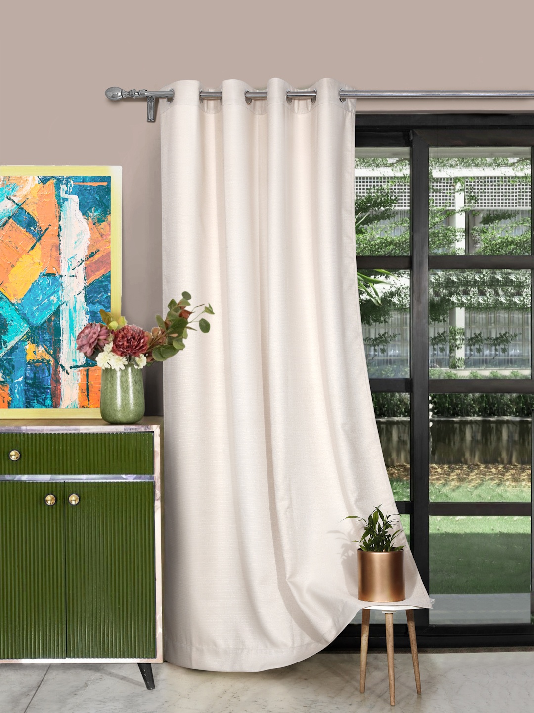 

ROSARA HOME Cream-Color Solid Door Curtain