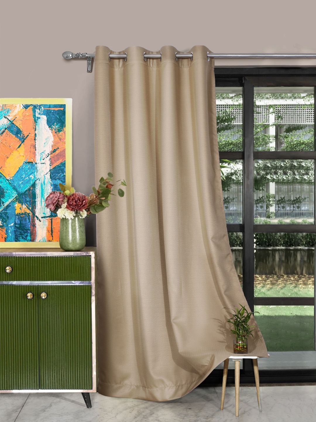 

ROSARA HOME Beige Self-Design Single Door Curtain