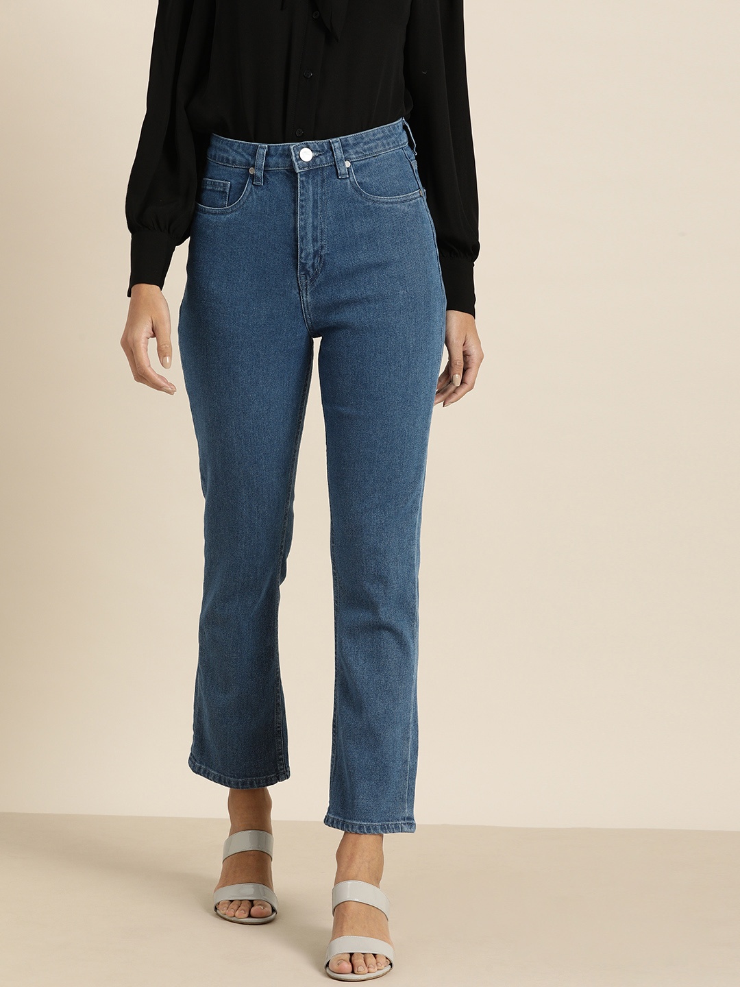 

all about you Women Blue Straight Fit High-Rise Clean Look Stretchable Jeans