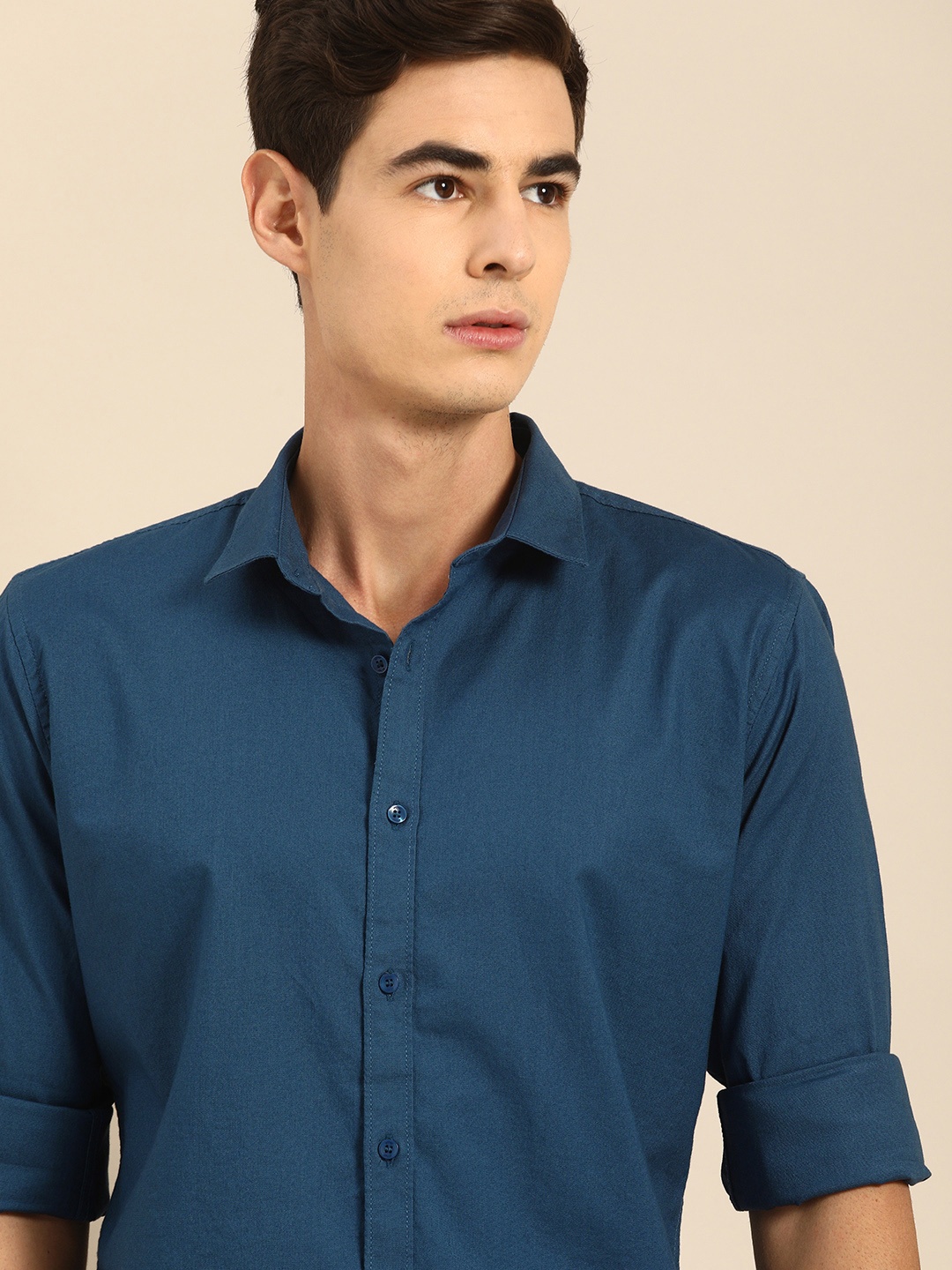 

ether Men Blue Regular Fit Solid Casual Shirt