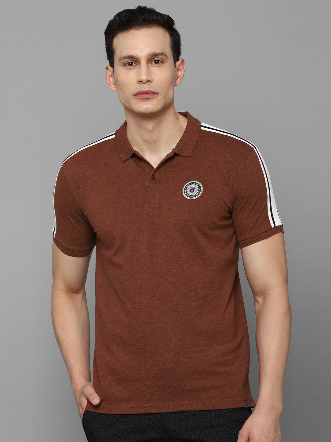 

Louis Philippe Sport Men Brown Solid Polo Collar T-shirt