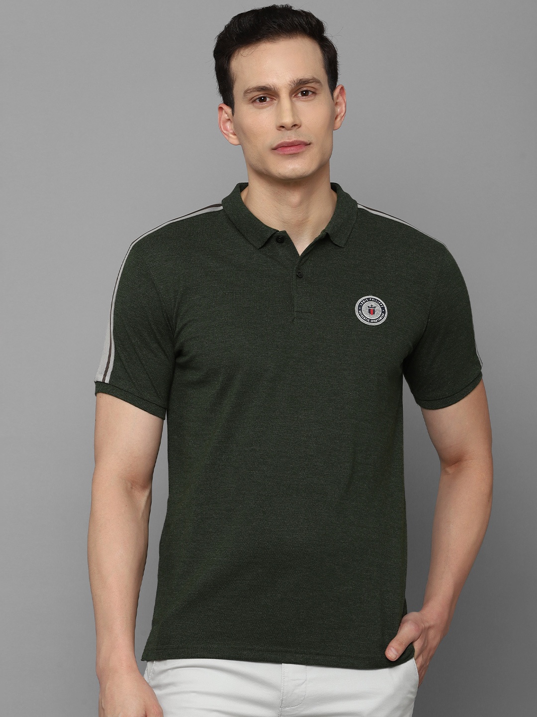 

Louis Philippe Sport Men Grey Solid Polo Collar T-shirt