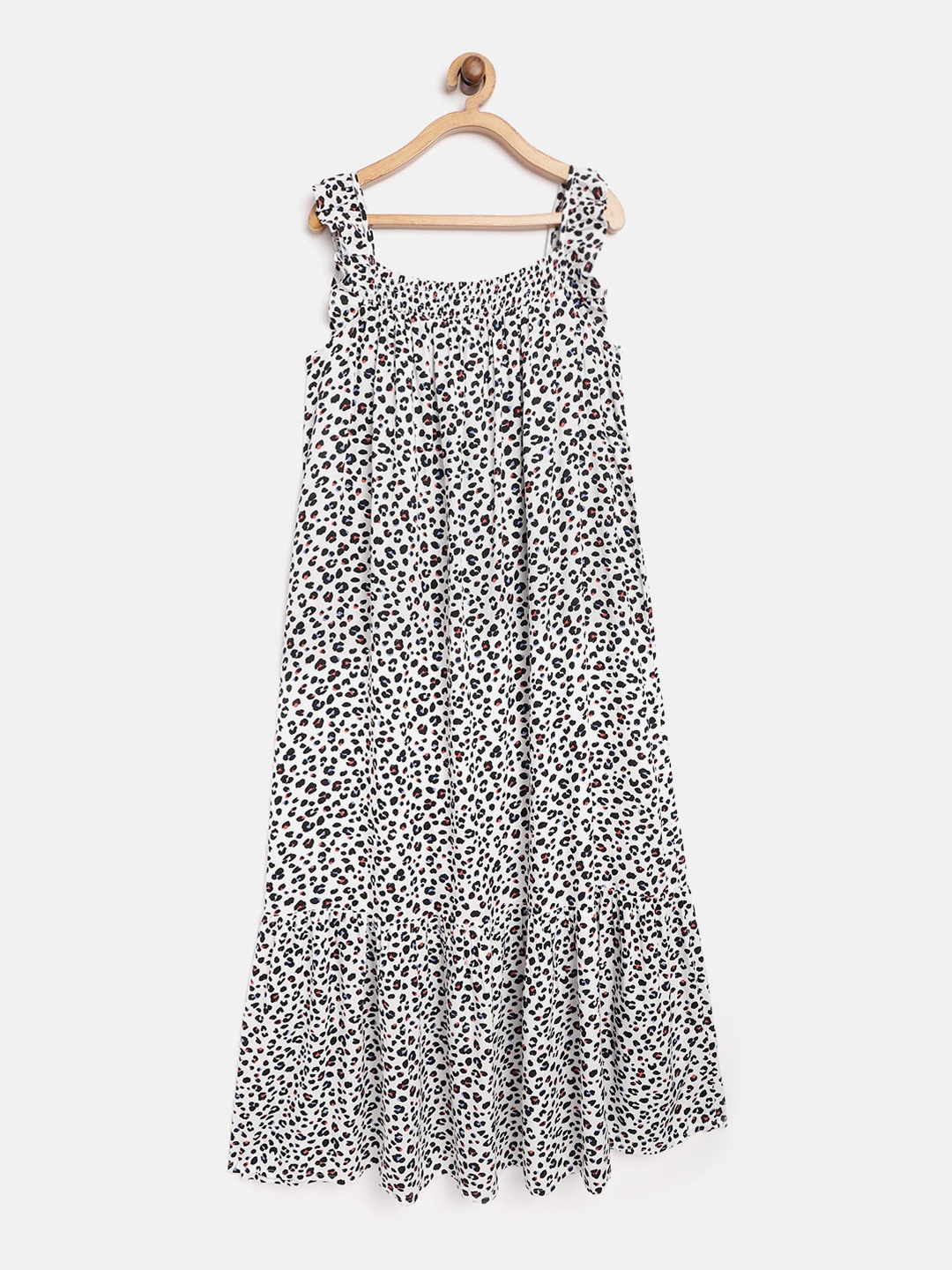 

Marks & Spencer Girls White & Black Sustainable Leopard Print Midi A-Line Dress