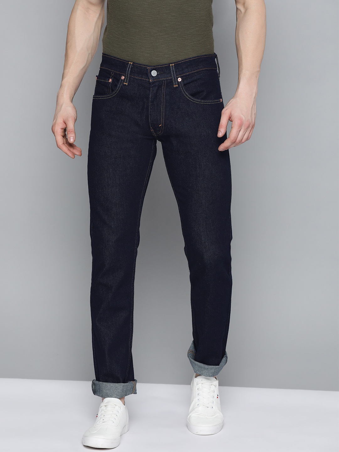 

Levis Men Navy Blue Skinny Straight Fit 65504 Mid-Rise Clean Look Stretchable Jeans