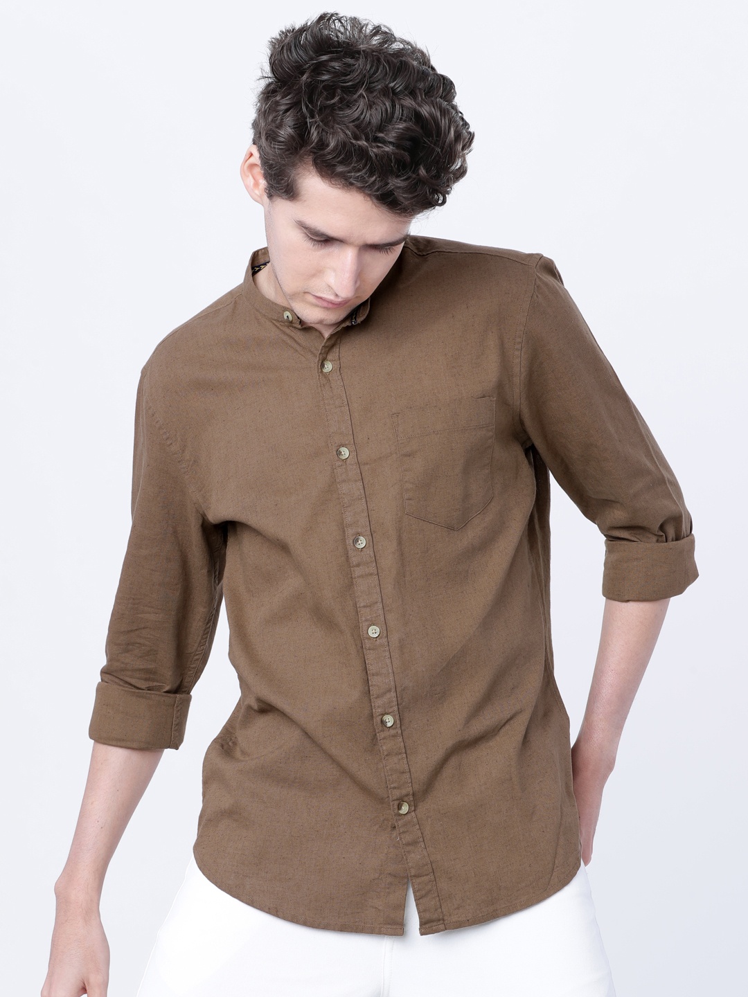 

HIGHLANDER Men Brown Slim Fit Solid Casual Shirt