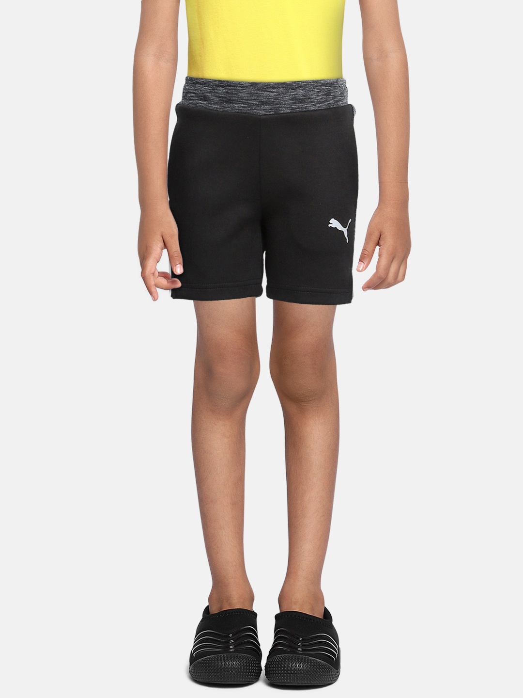 

Puma Boys Black & Grey Melange Evostripe B Colourblocked Regular Fit Regular Shorts