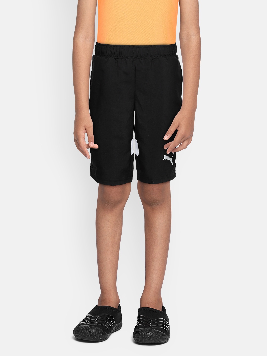 

Puma Boys Black & Grey Active Striped Regular Fit Sports Shorts