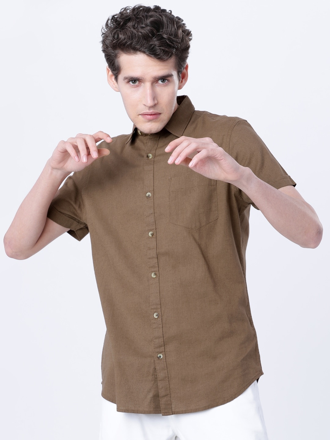 

HIGHLANDER Men Brown Slim Fit Solid Casual Shirt