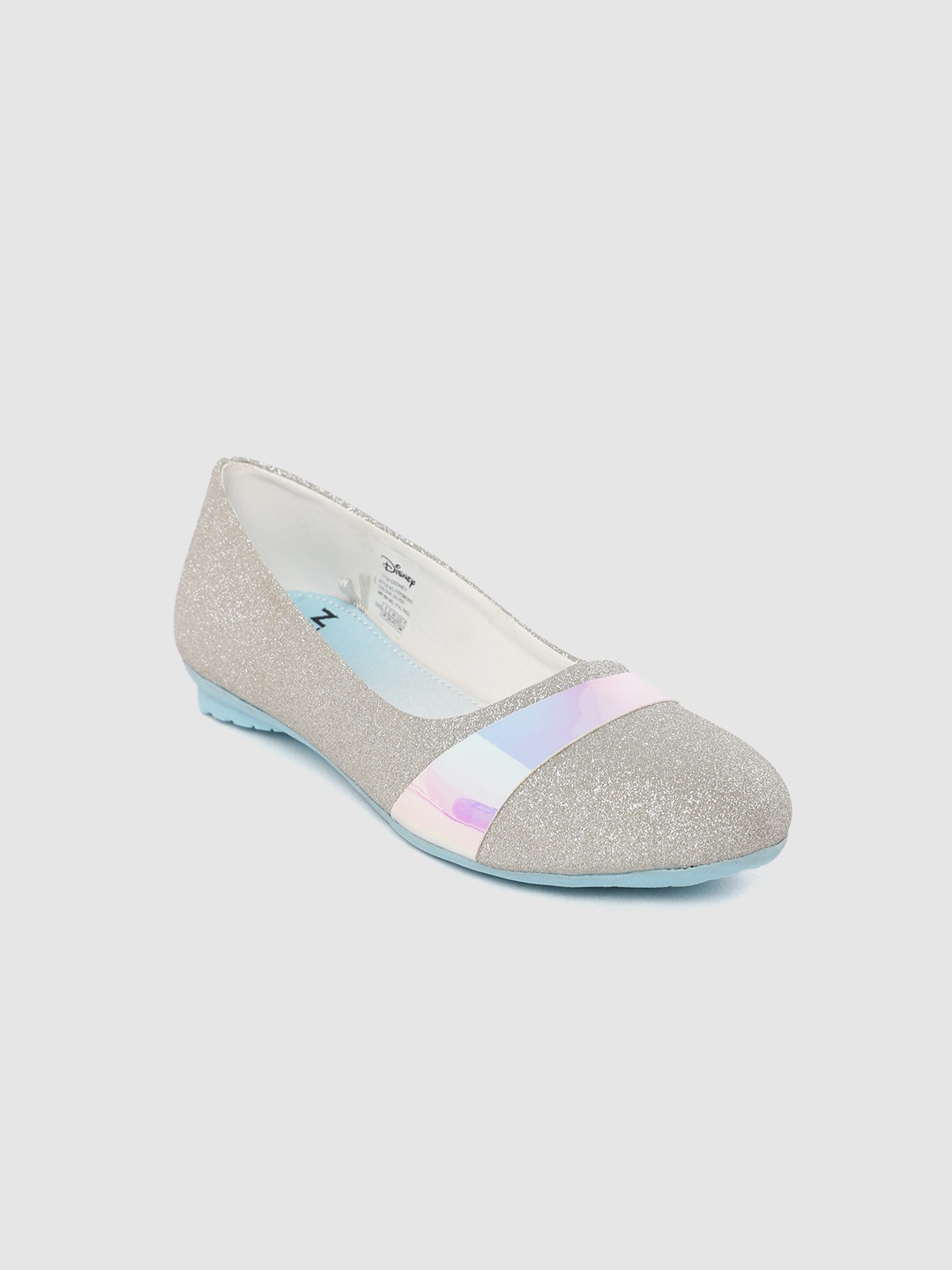 

toothless Girls Silver-Toned Frozen Glitter Effect Ballerinas with Iridescent Effect