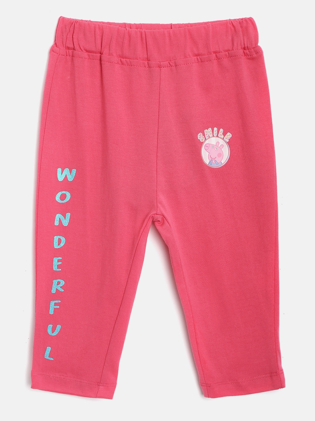 

toothless Girls Pink & Blue Printed Peppa Pig Pure Cotton Regular Fit Capris