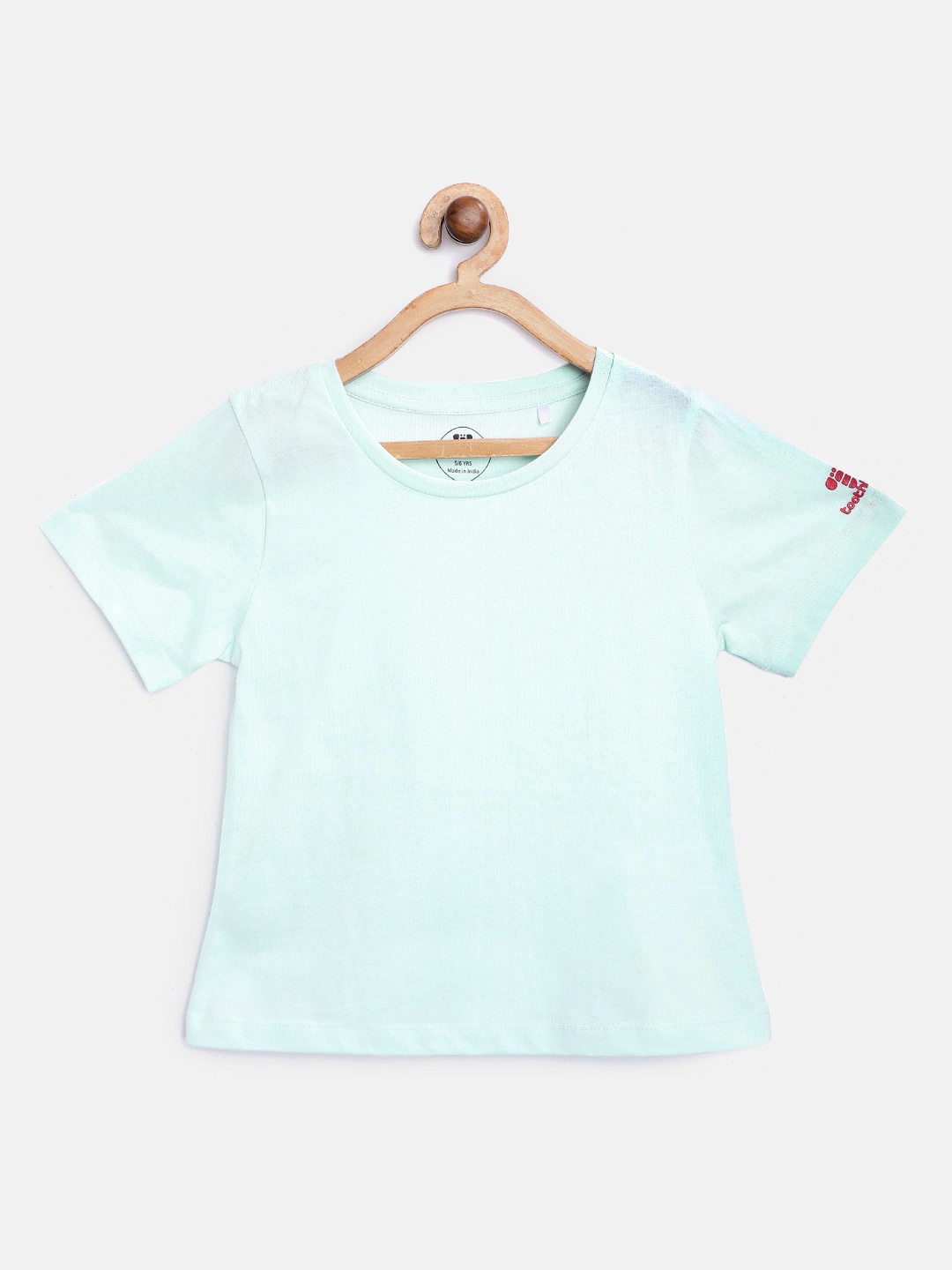 

toothless Girls Blue Solid Round Neck Pure Cotton T-shirt