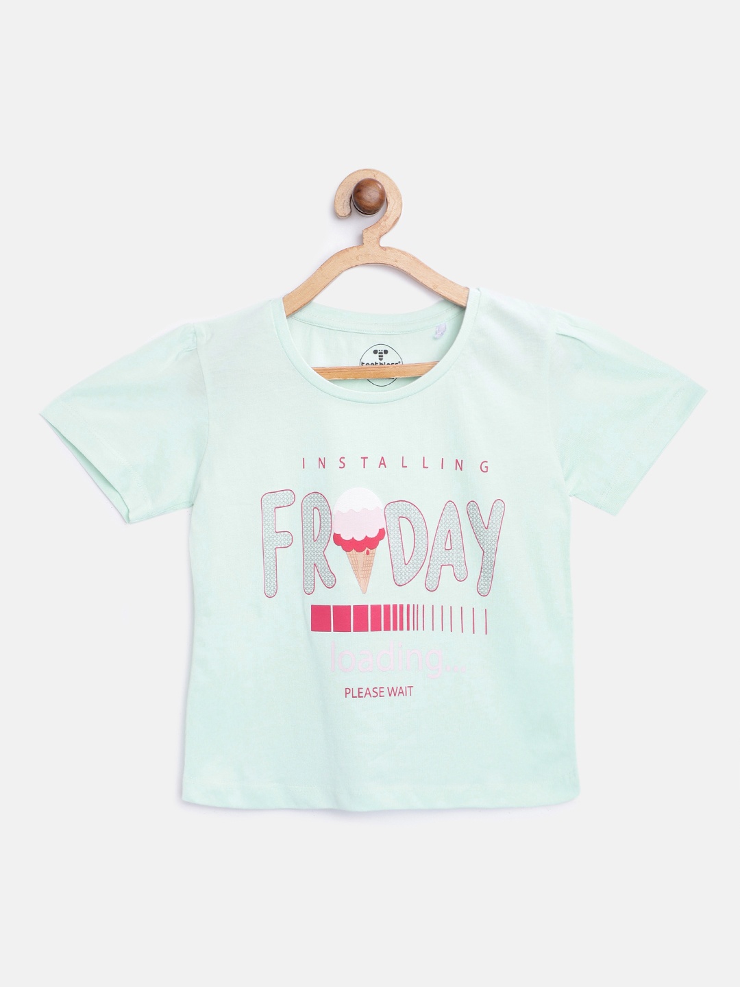 

toothless Girls Blue Fuchsia Pink Slogan Print Round Neck Pure Cotton T-shirt