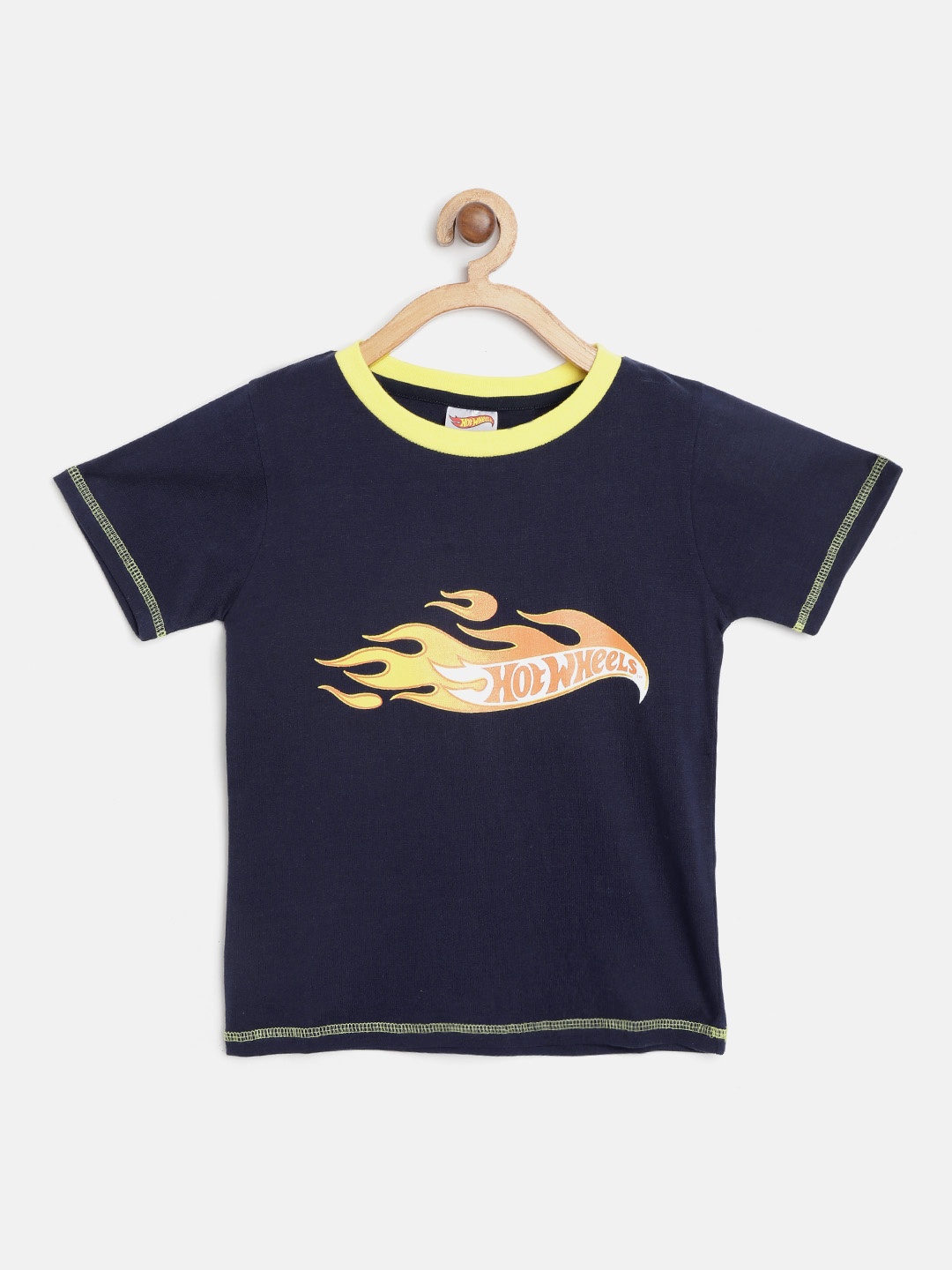 

toothless Boys Navy Blue Brand Logo Print Hot Wheels Pure Cotton T-shirt