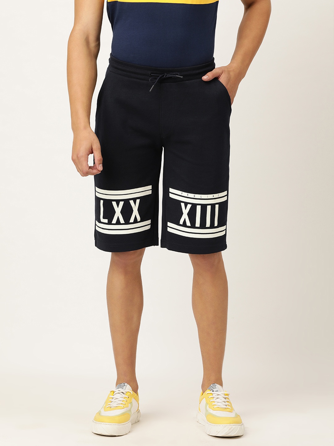 

Proline Active Men Navy Blue Printed Slim Fit Regular Shorts