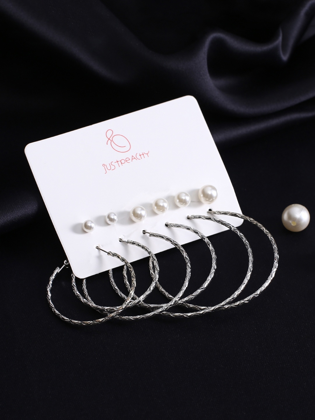 

justpeachy Set of 6 Silver-Plated Circular Earrings