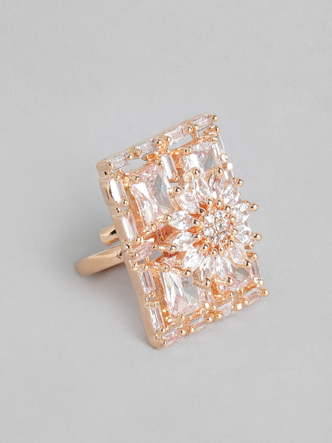 

justpeachy Gold-Plated AD Studded Adjustable Finger Ring