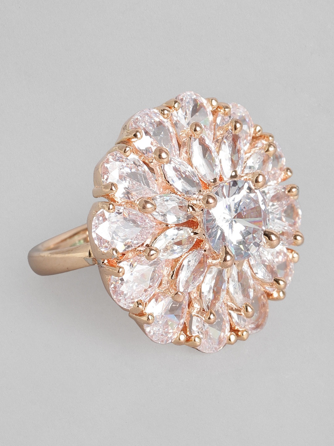 

justpeachy Gold-Plated AD Studded Adjustable Finger Ring