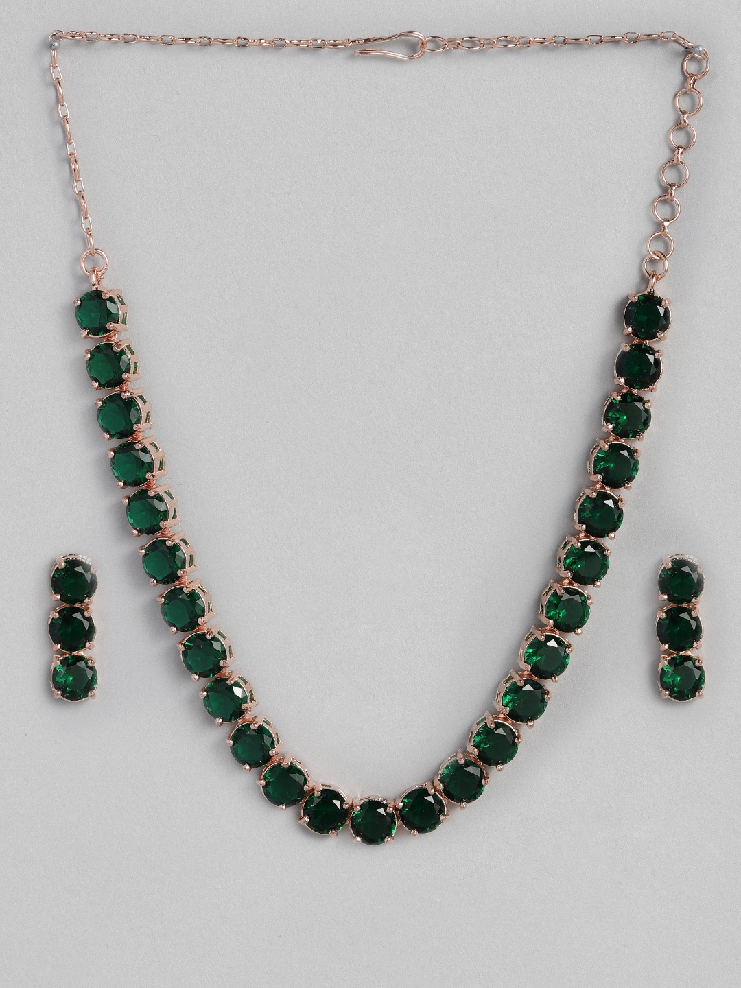 

justpeachy Green Gold-Plated AD Studded Jewellery Set