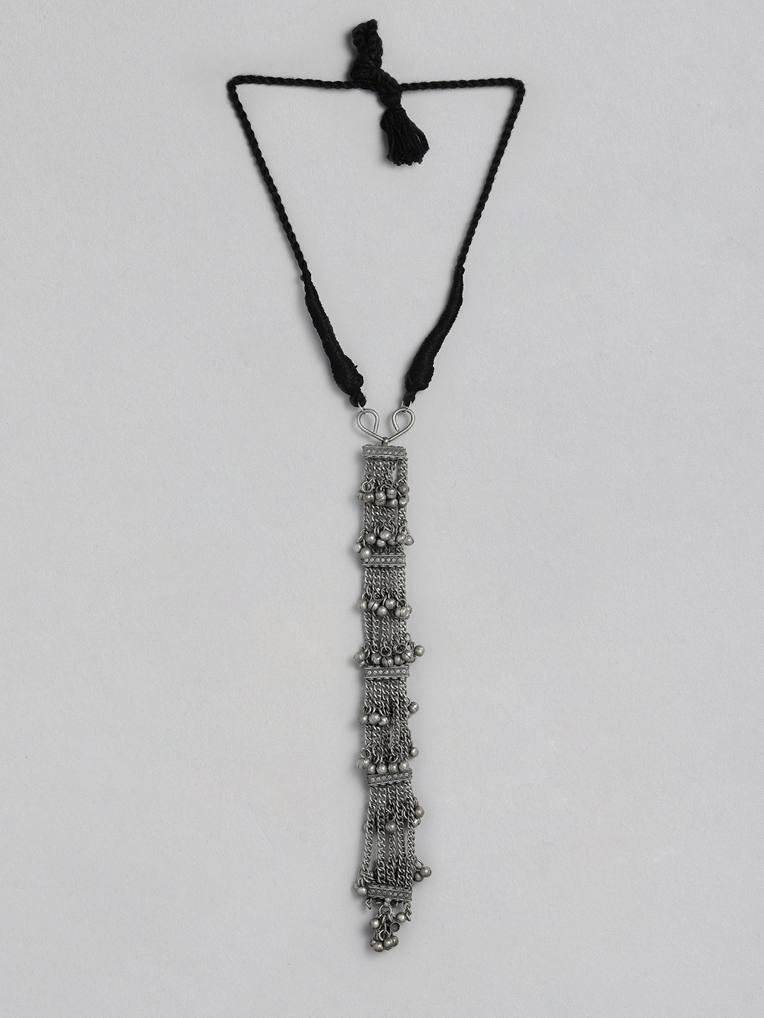 

justpeachy Oxidised Silver-Plated & Black Necklace