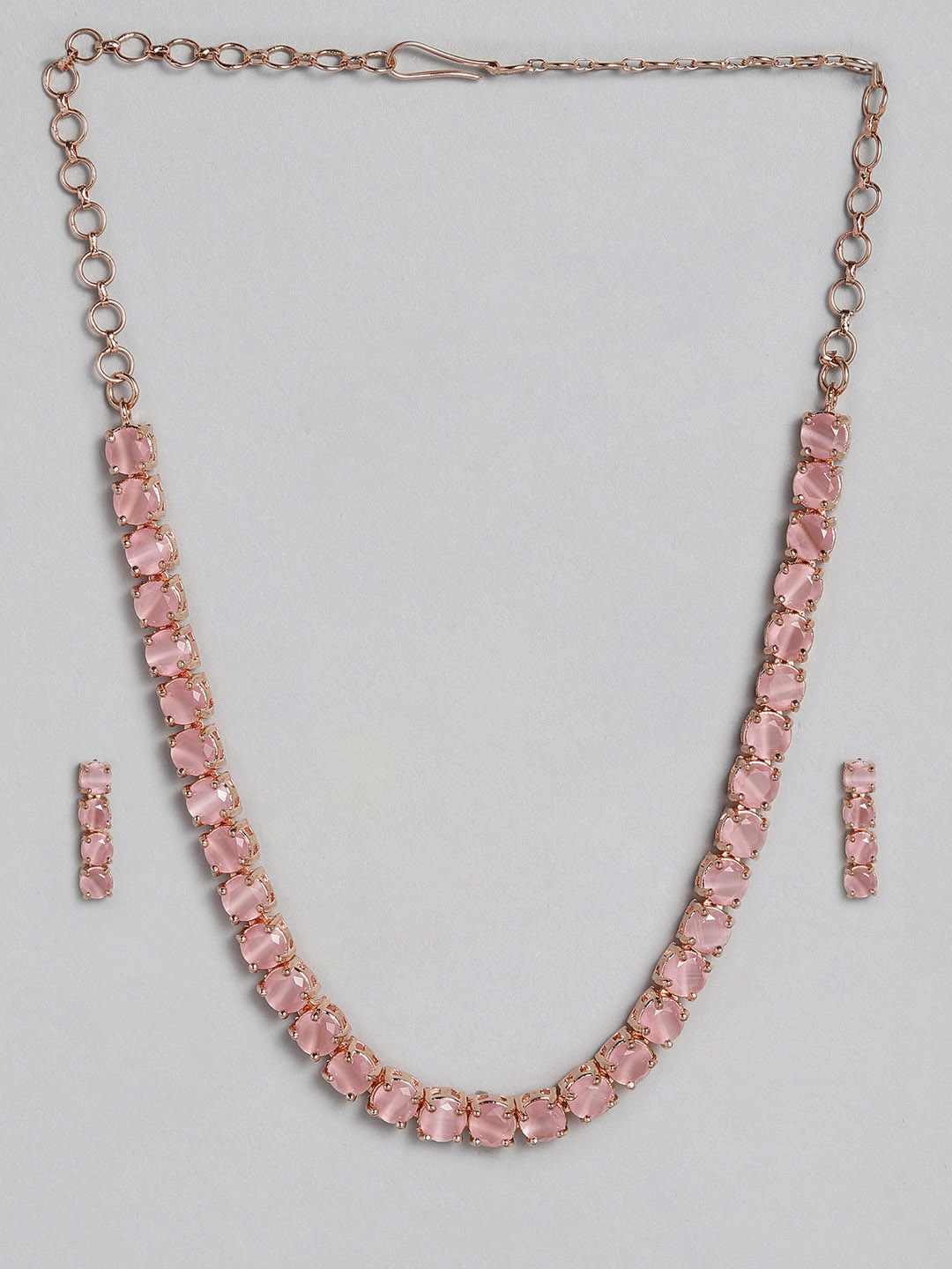 

justpeachy Pink Gold-Plated AD Studded Jewellery Set