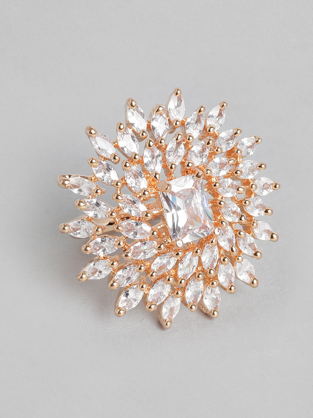 

justpeachy Gold-Plated AD Studded Finger Ring