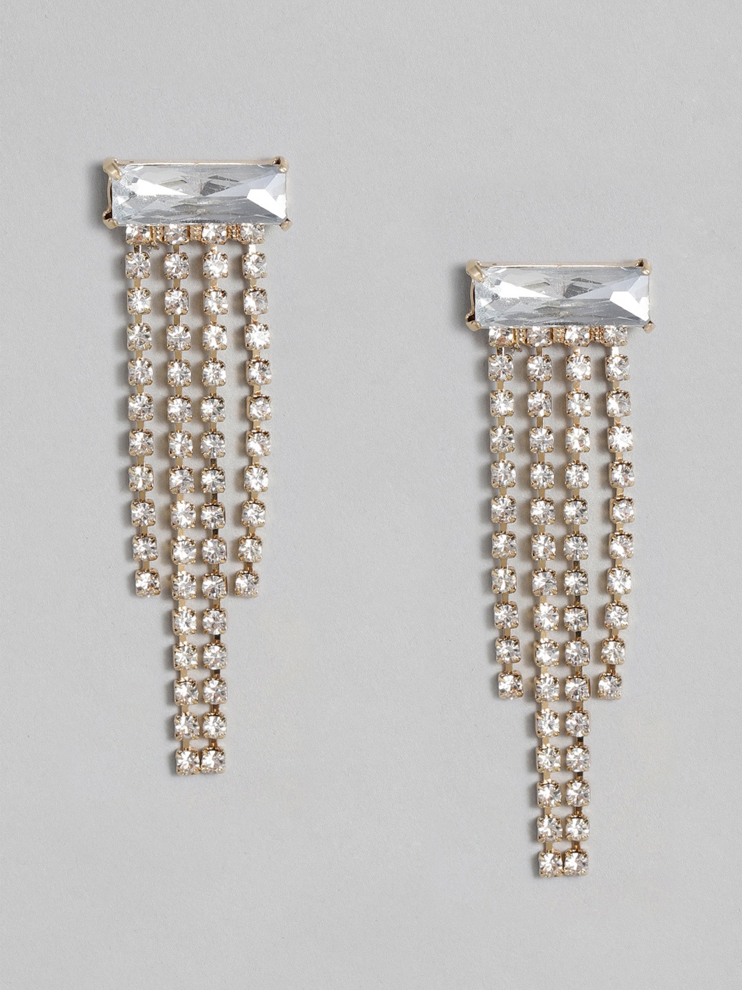

justpeachy White Silver-Plated Tasselled Contemporary Drop Earrings