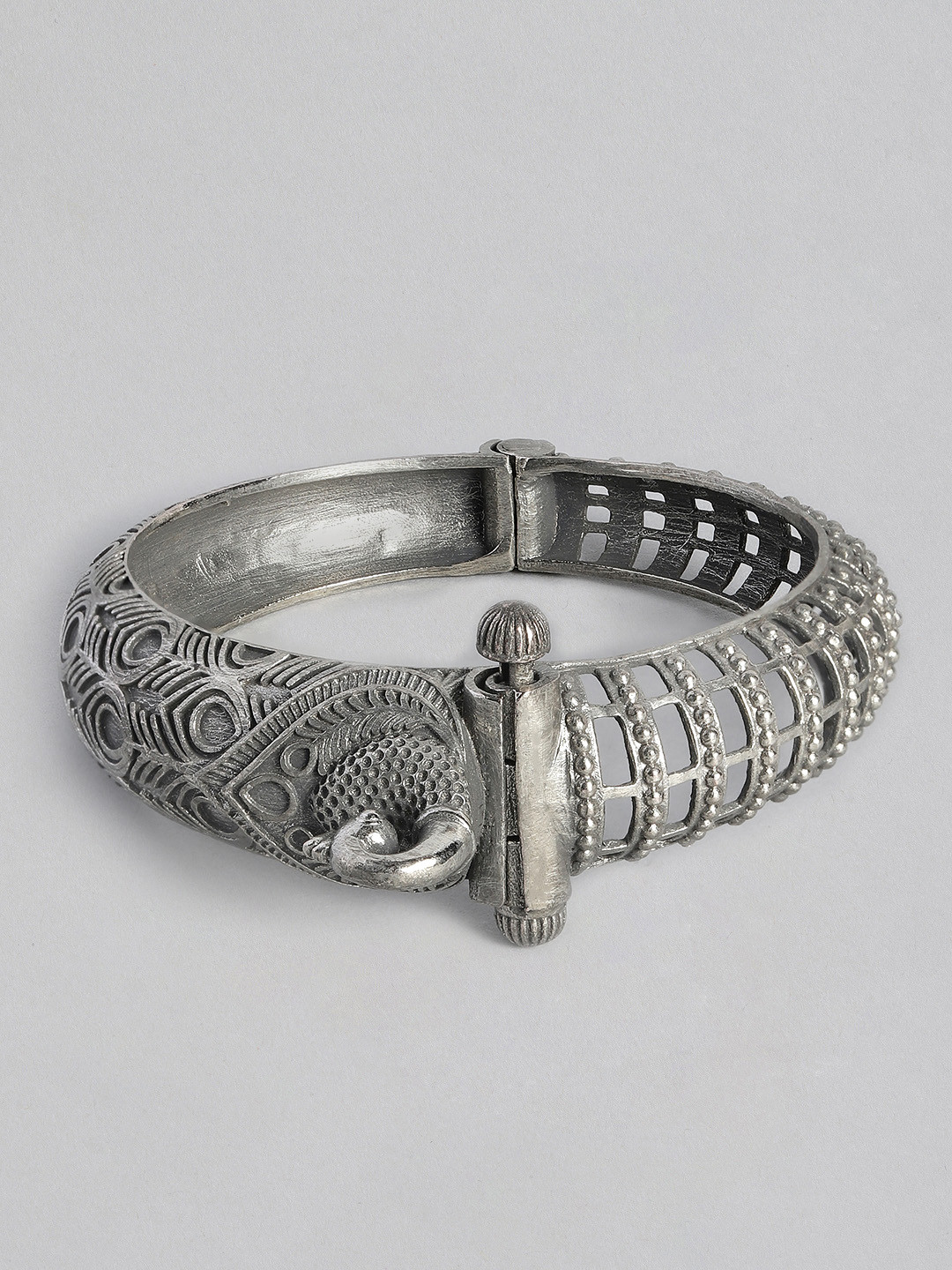 

justpeachy Oxidized Silver-Plated Kada Bracelet