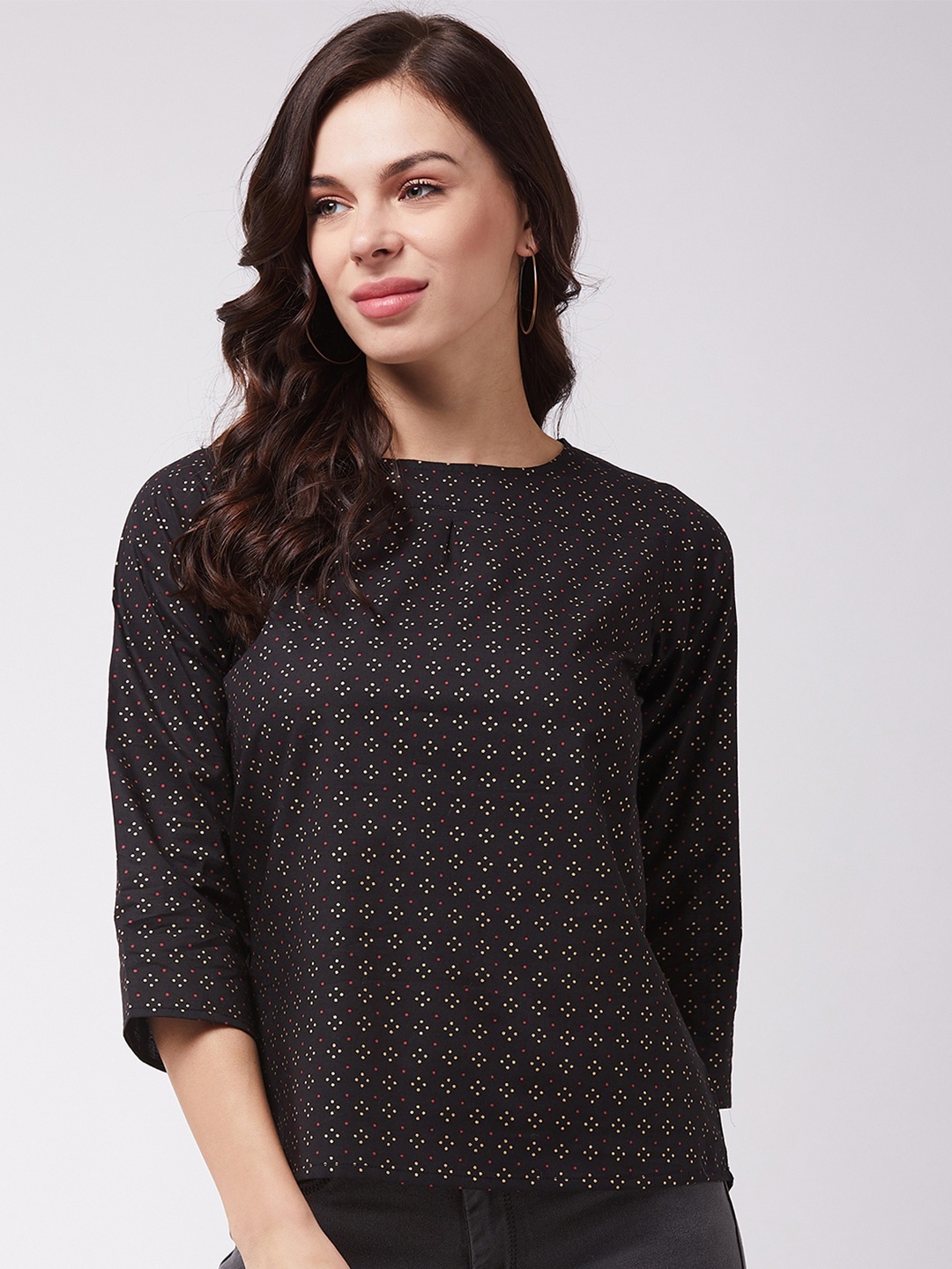 

InWeave Women Black Printed Top