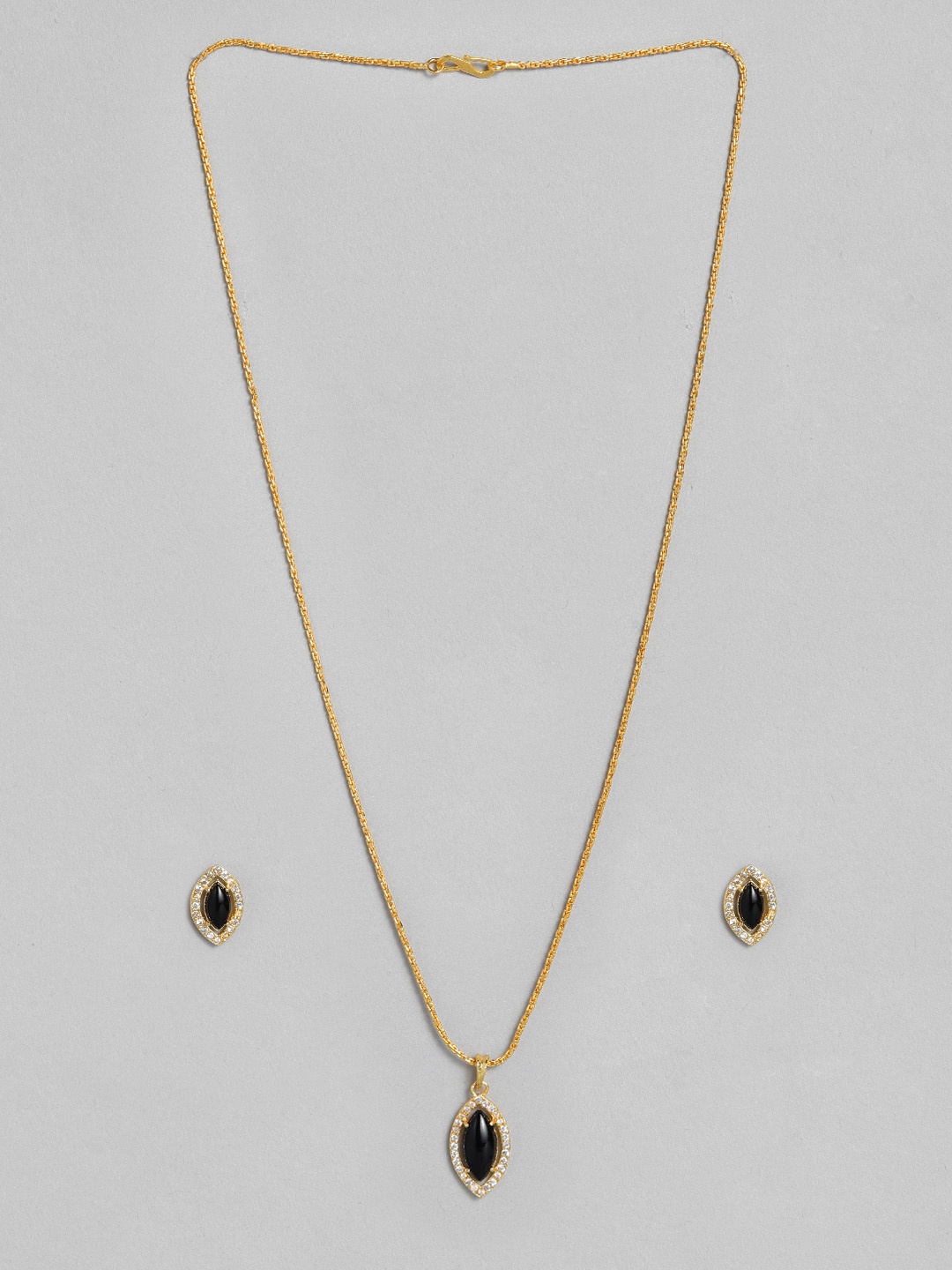 

justpeachy Black Gold-Plated Studded Jewellery Set