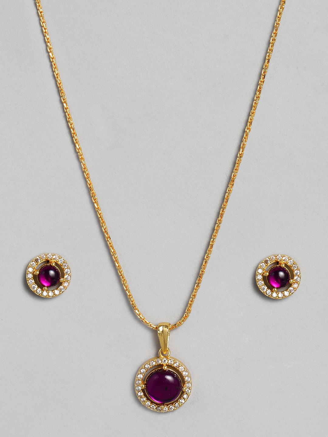 

justpeachy Gold-Plated Studded Pendant Set