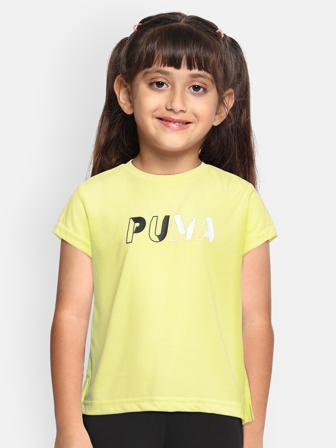 

Puma Girls Yellow Printed Modern Sports Logo Round Neck T-shirt