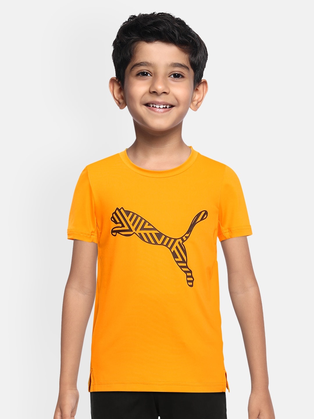 

one8 x PUMA Boys Yellow Printed Round Neck T-shirt