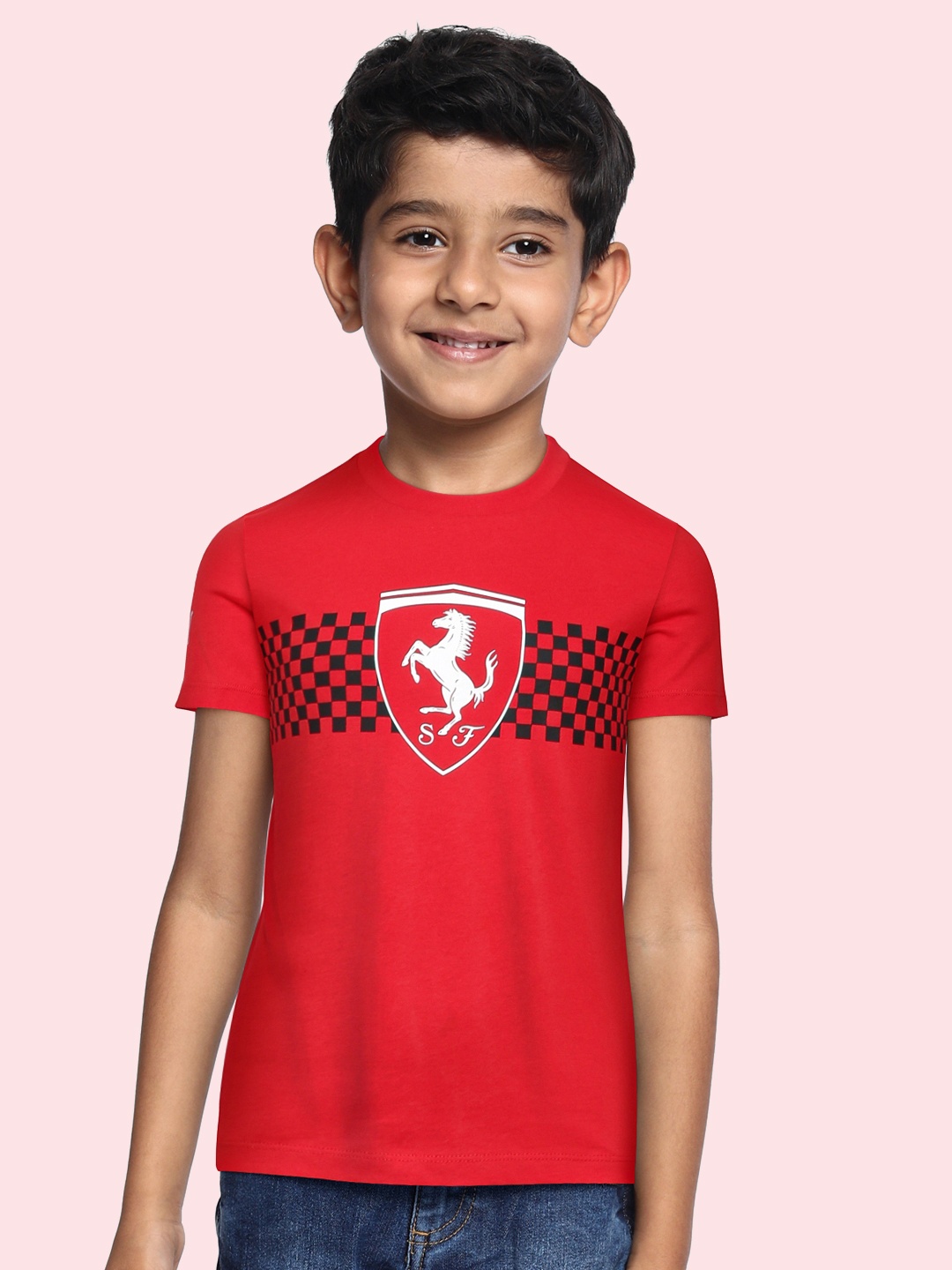 

PUMA Motorsport Boys Red Printed Pure Cotton T-shirt