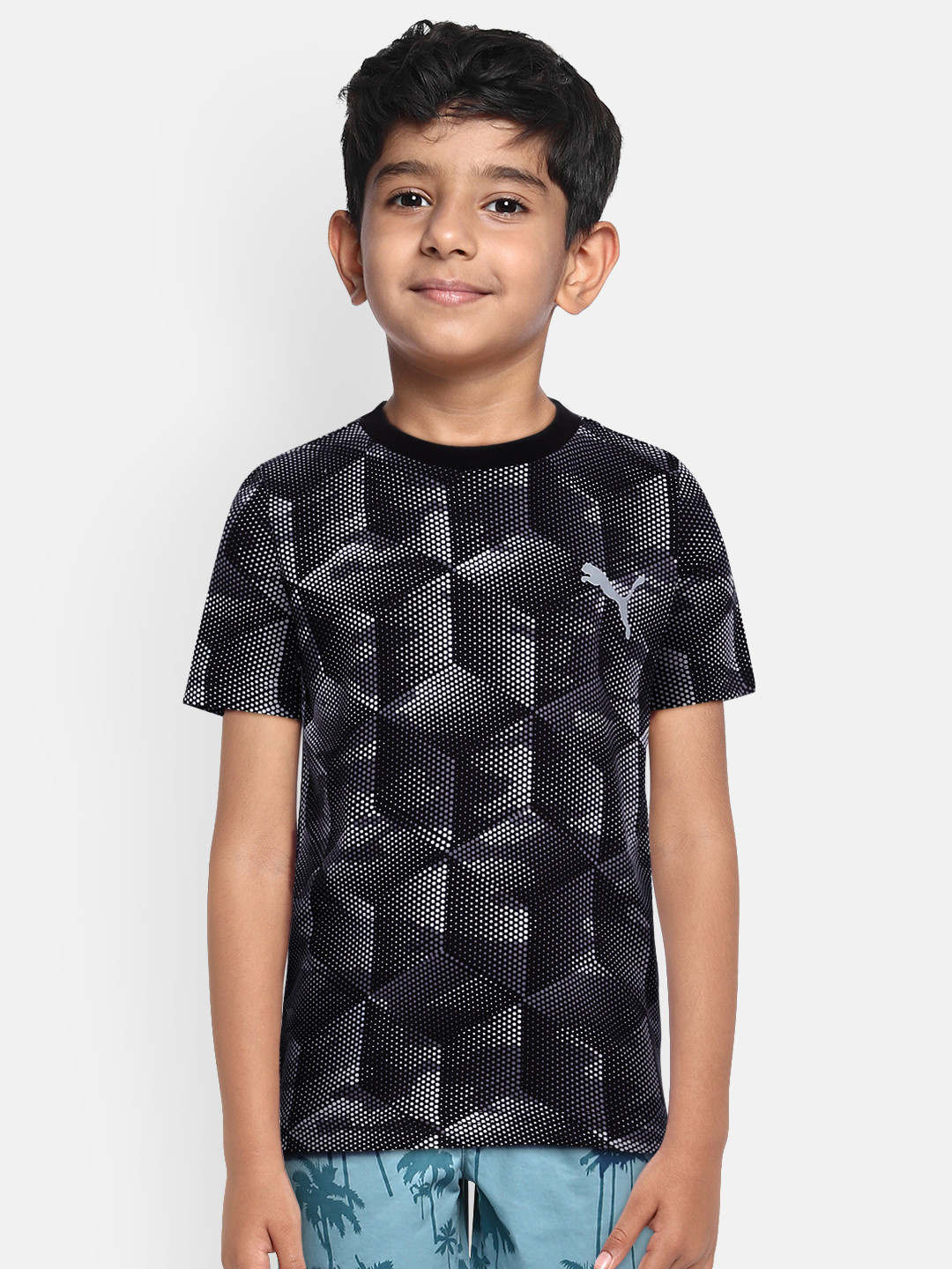 

Puma Boys Black Printed Round Neck Pure Cotton T-shirt