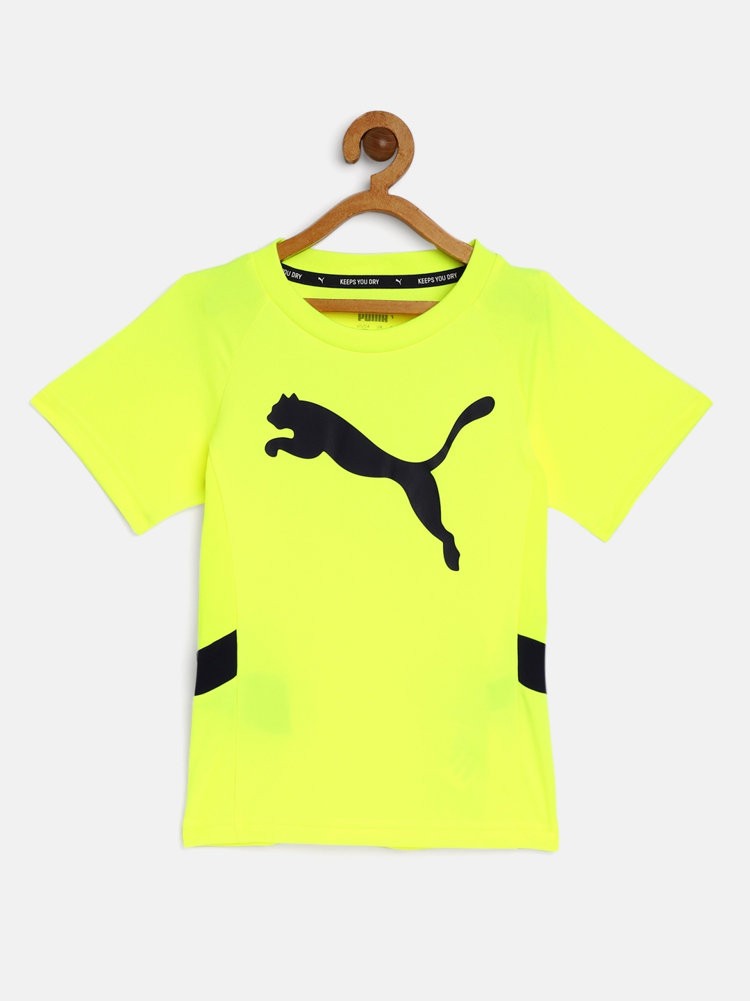 

Puma Boys Yellow Brand Logo Printed Active Sports Cat Poly T-shirt