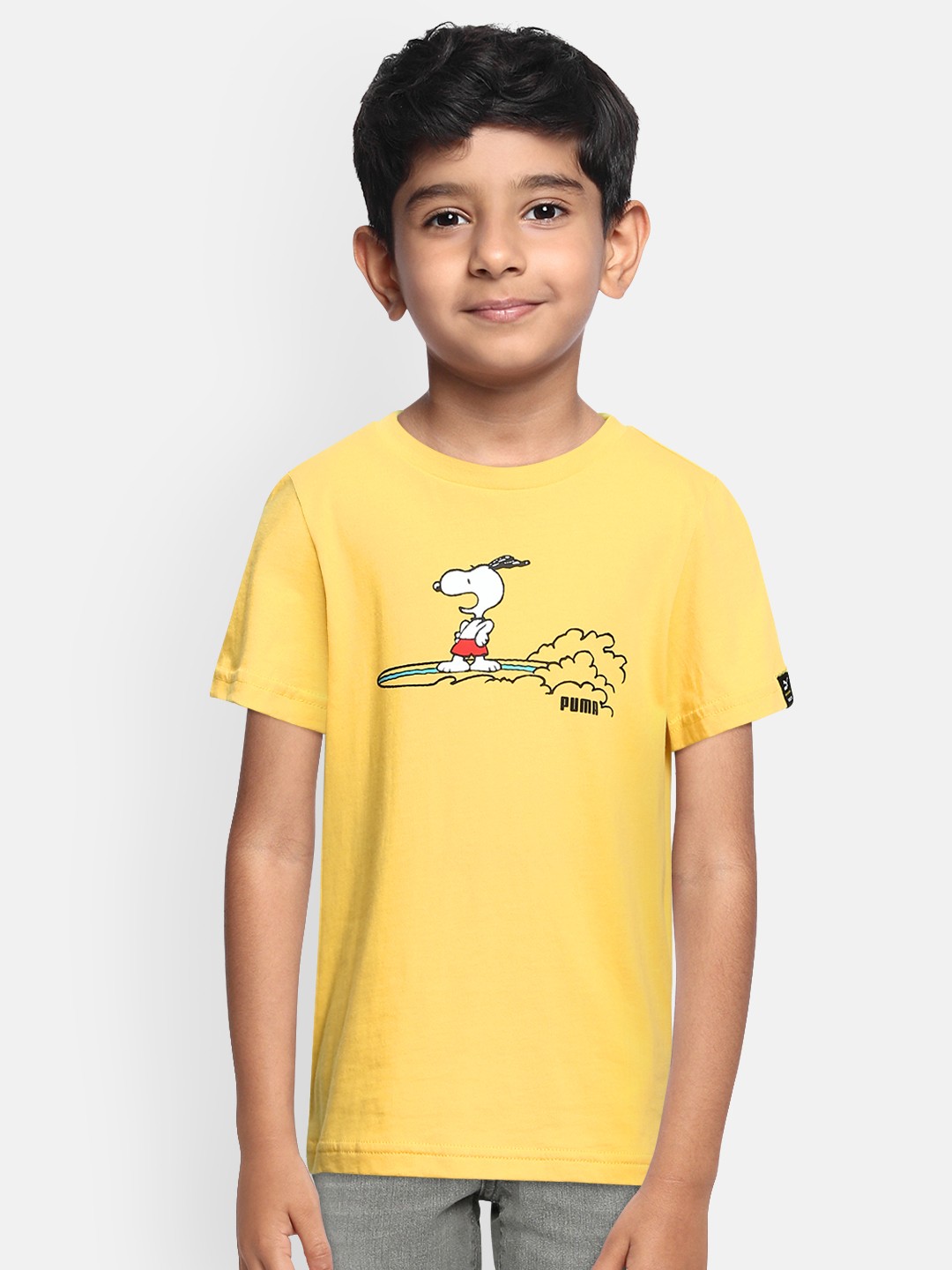 

Puma x Peanuts Boys Yellow Printed Round Neck Pure Cotton T-shirt
