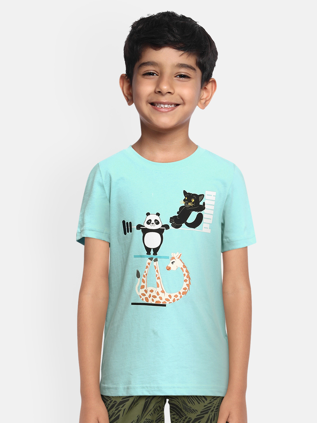 

Puma Boys Blue Printed Round Neck Pure Cotton T-shirt