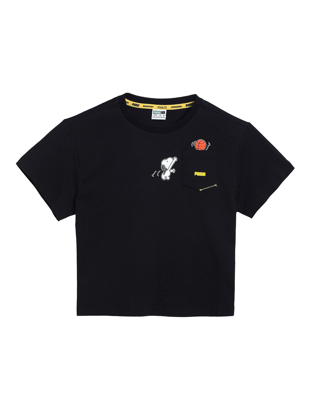 

Puma Girls Black Printed X PEANUTS Round Neck T-shirt