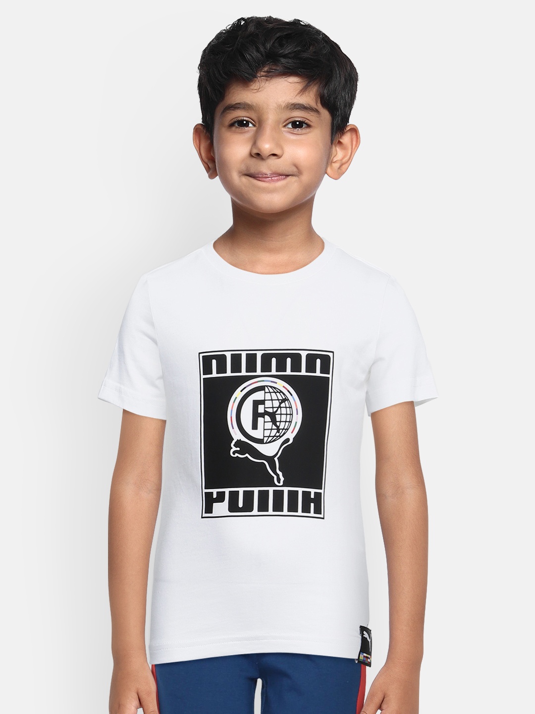 

Puma Boys White Printed Round Neck T-shirt