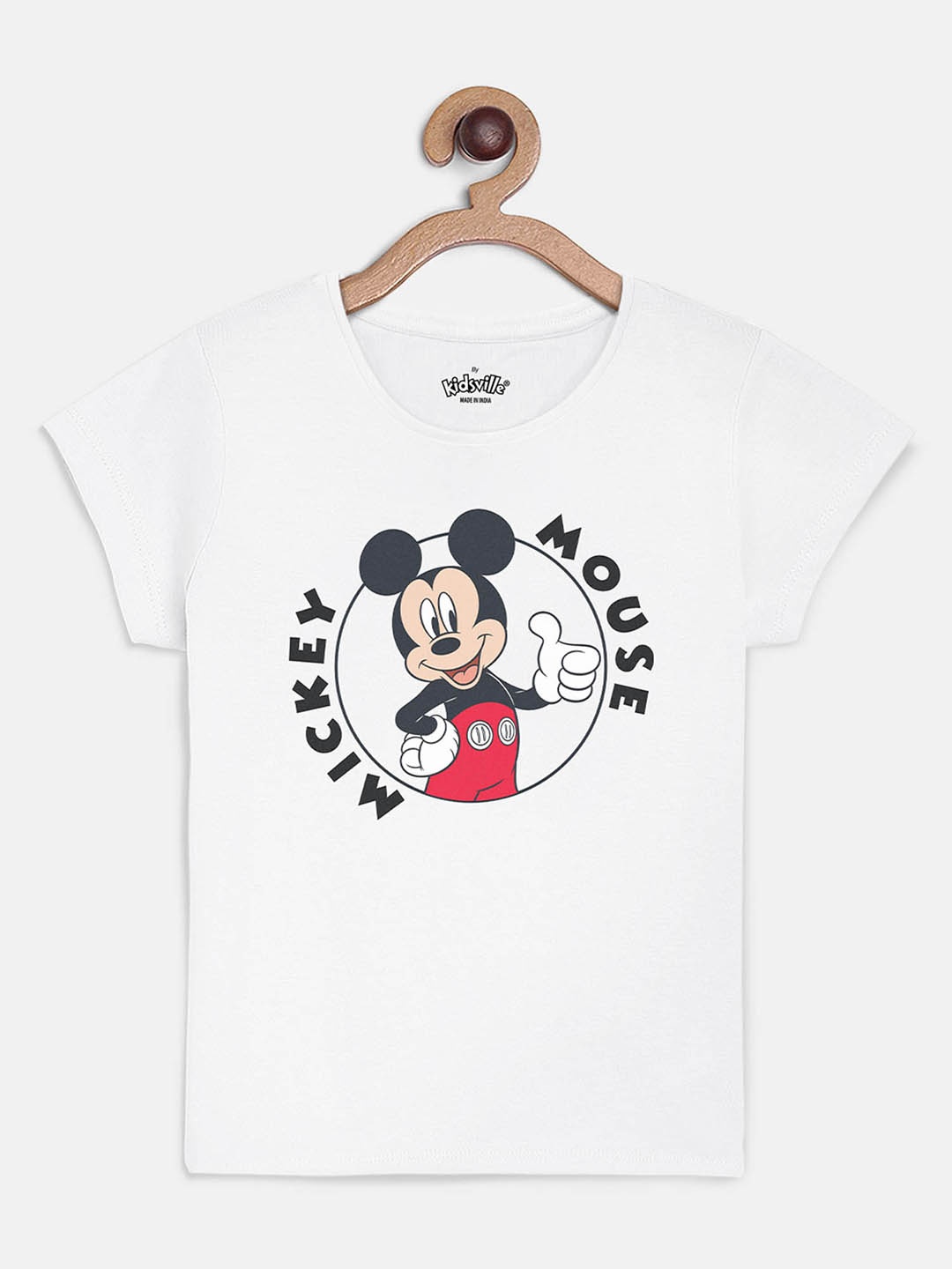 

Kids Ville Mickey & Friends Printed White T-shirt for Girls