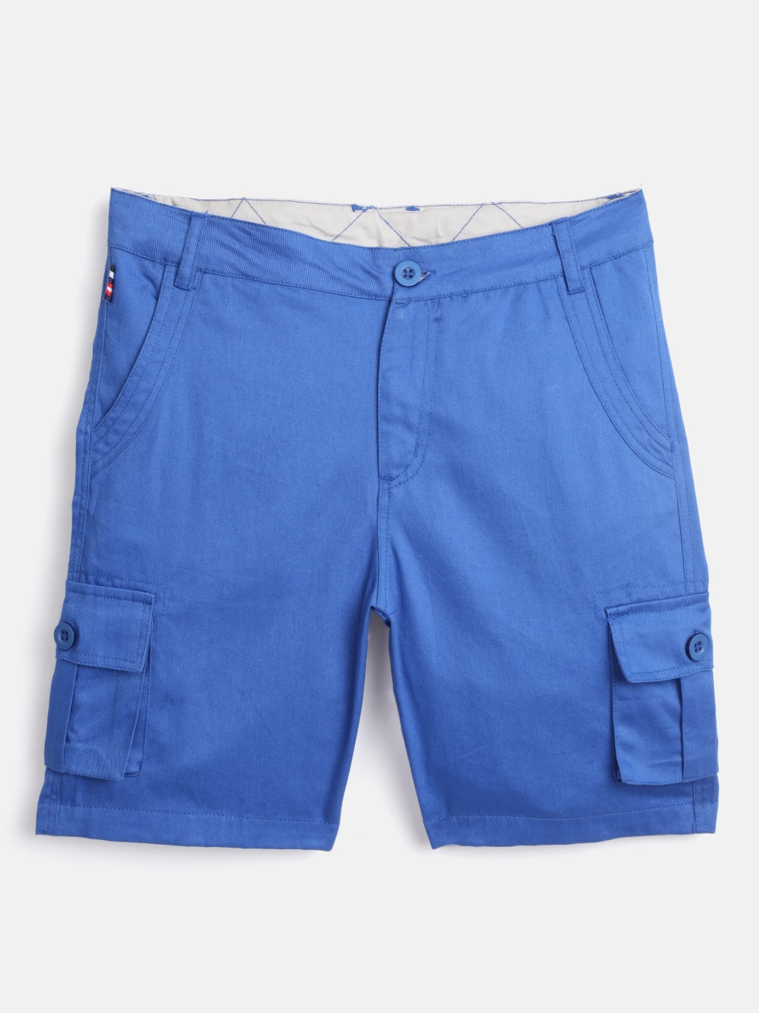 

YK Boys Blue Solid Regular Fit Pure Cotton Cargo Shorts