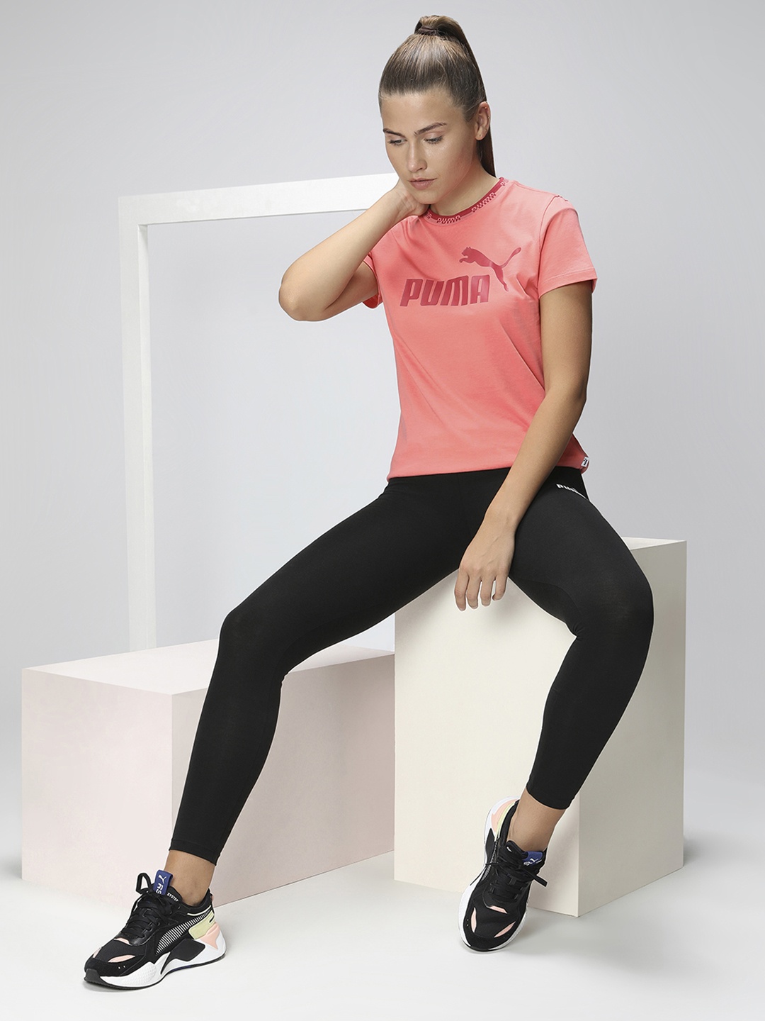 

Puma Women Peach-Coloured Brand Logo Printed T-shirt