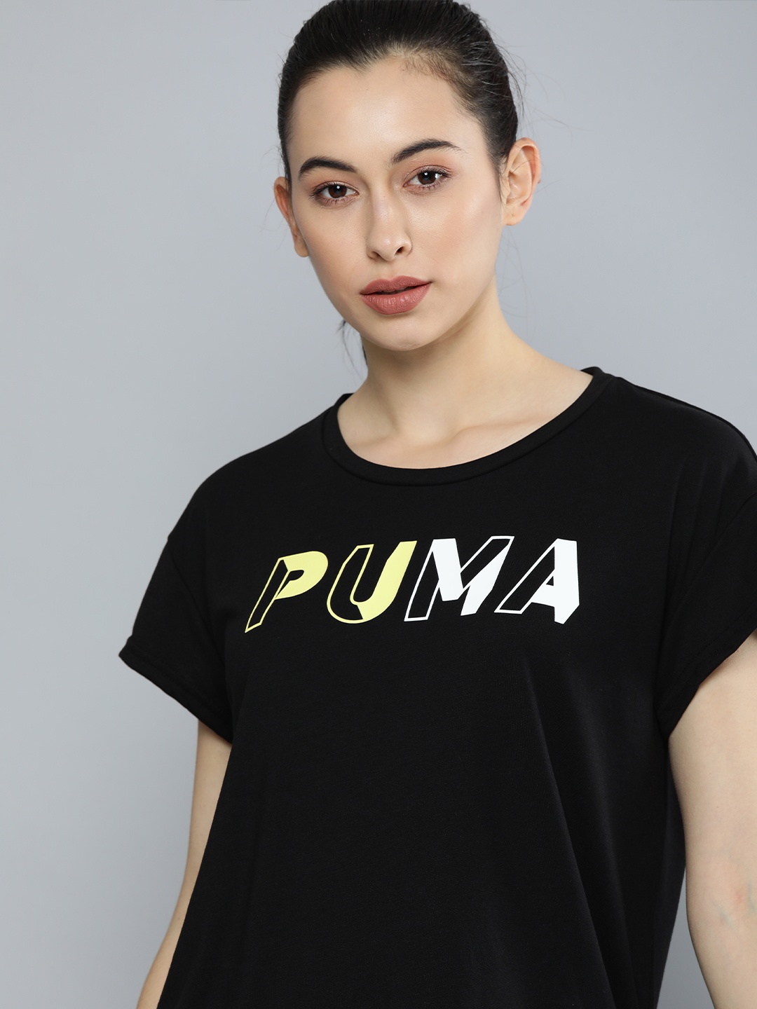 

Puma Women Black Printed Round Neck T-shirt