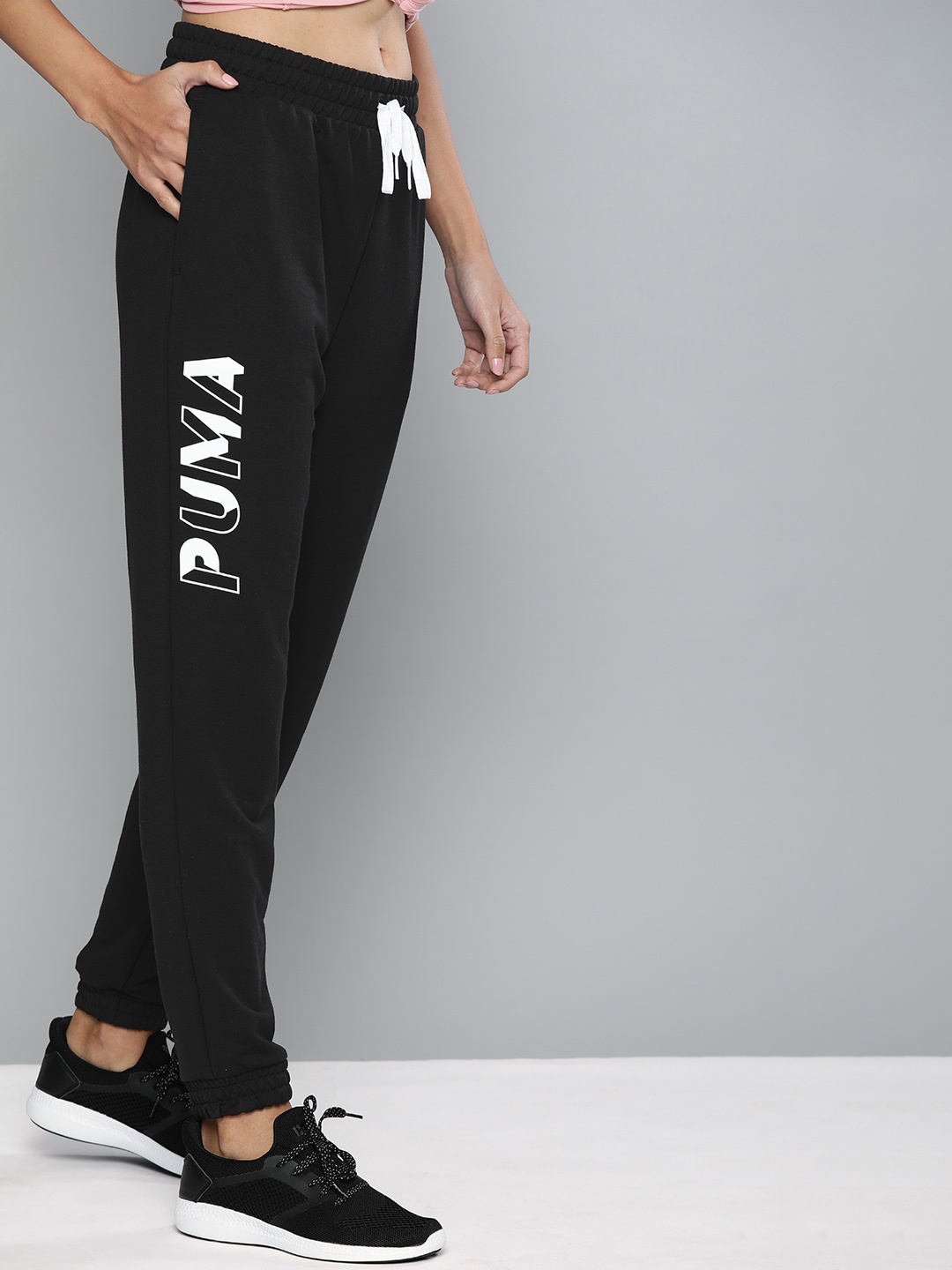 

Puma Woman's Black and White Printed Track Pants