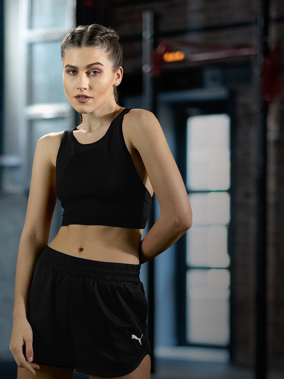 Puma Women Black Solid Regular Fit Sports Shorts